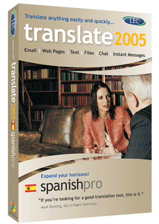LEC Translate 2005 English to/from Spanish Pro with full Technical Dictionaries box